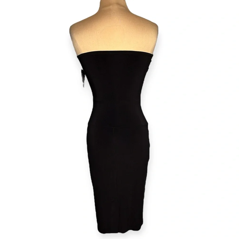 Norma Kamali CBK Black Strapless Fitted Sheath Dress Stretch Jersey Size Medium - Picture 6 of 11